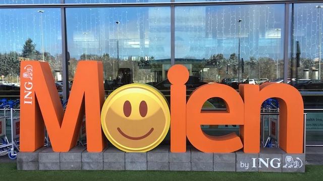 Moien sign by ING bank in Luxembourg